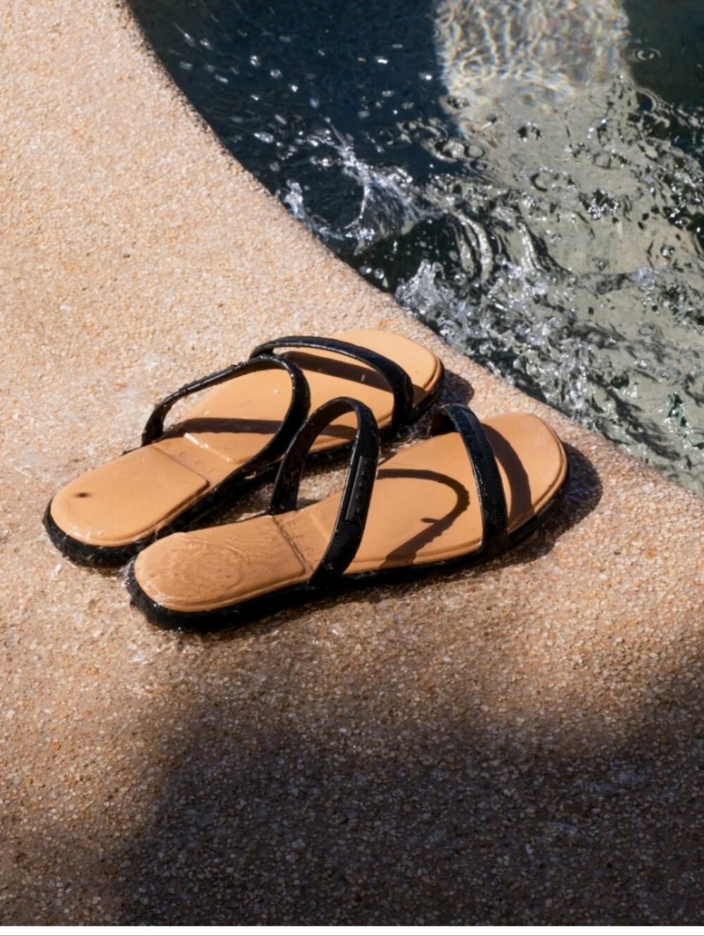 Reef- Water Willow Black Strappy Slide Sandals for Women